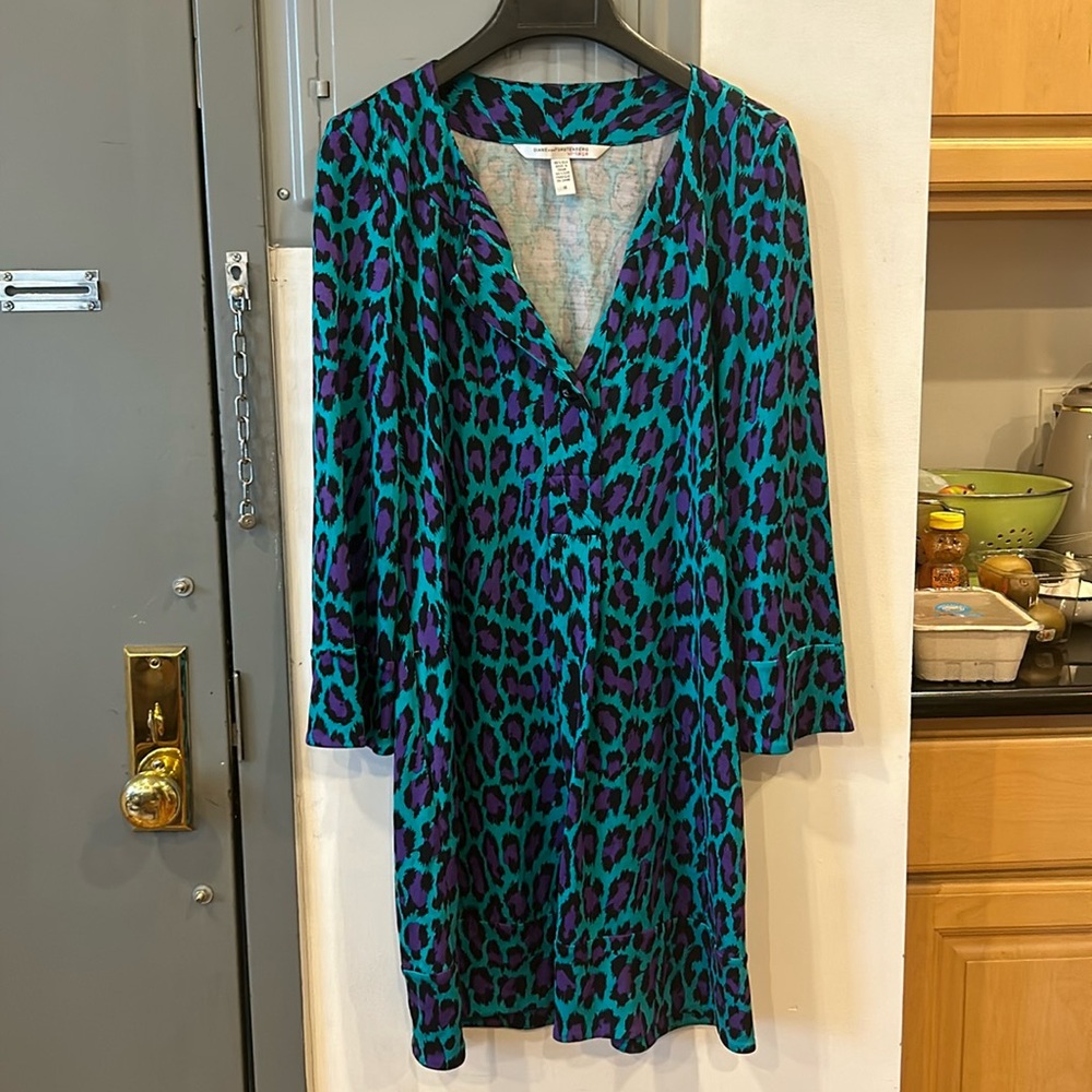 Diane Von Furstenberg - Green & Purple Animal Print Dress